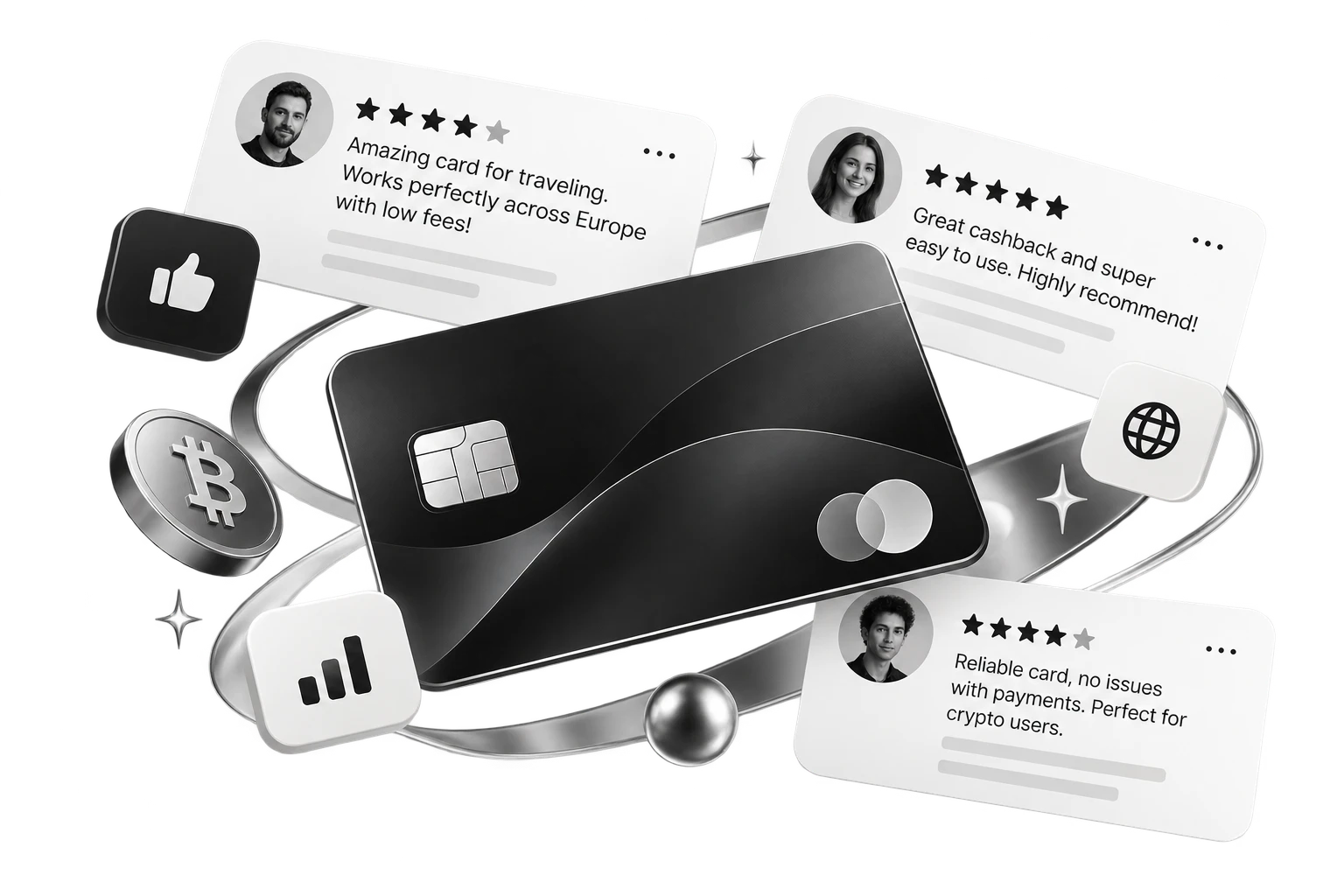 Crypto card with Bitcoin and Ethereum symbols
